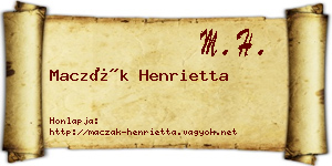 Maczák Henrietta névjegykártya